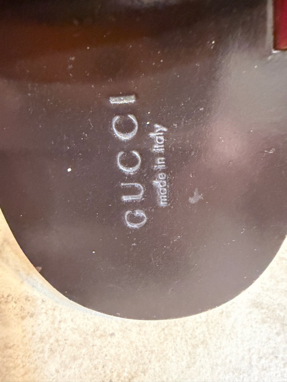 Gucci Burgundy Leather Horsebit Toe-Post Sandals - Picture 2 of 3